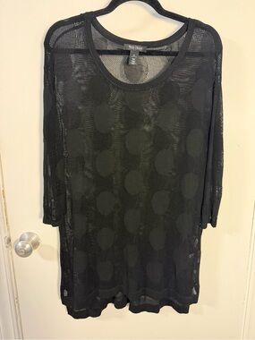 White House Black Market Black Sheer Knit Tunic Medium